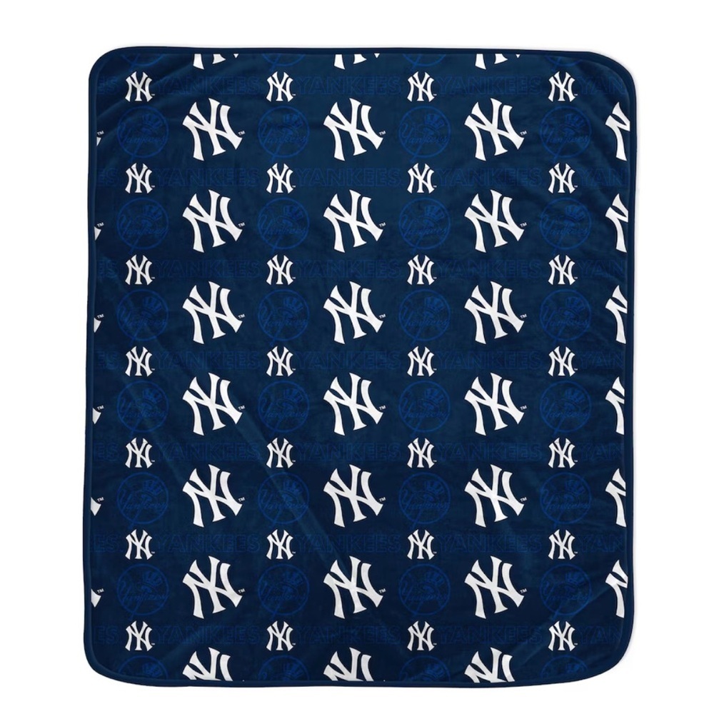 MLB NY YANKEE Super Soft Plush Throw - Navy TEAM LOGO